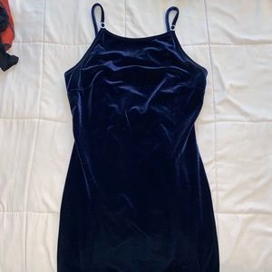 Royal blue velour bodycon dress